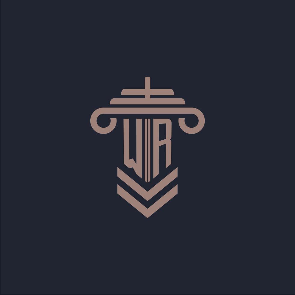 wr logo monogramme initial avec conception de pilier pour image vectorielle de cabinet d'avocats vecteur