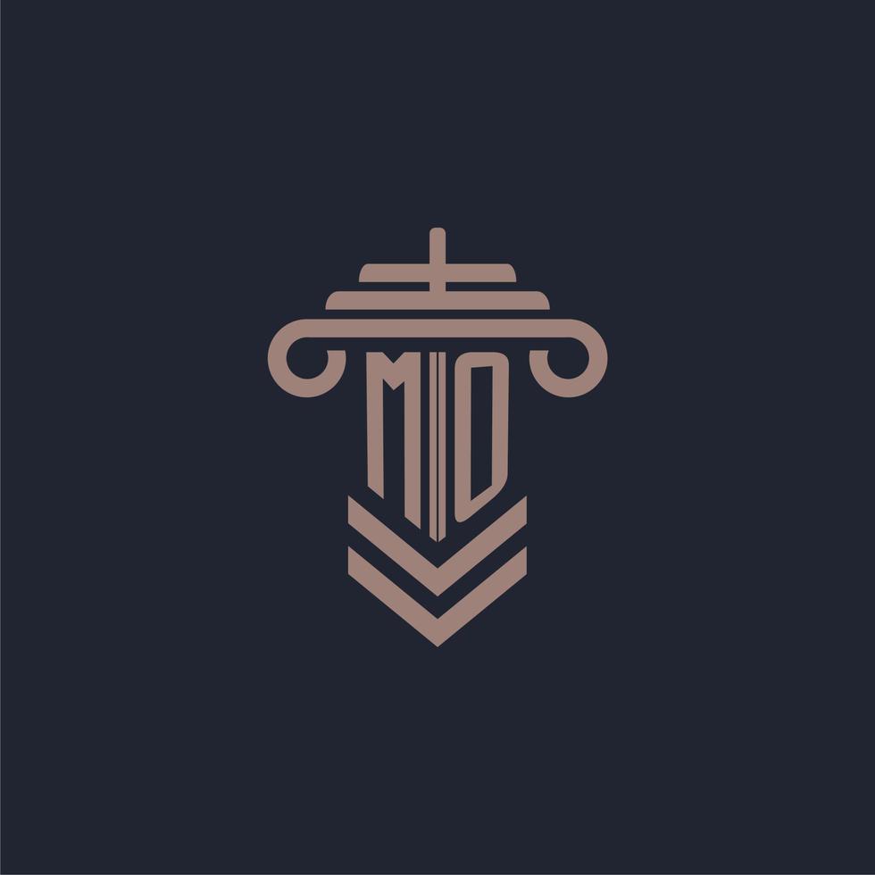 mo logo monogramme initial avec conception de pilier pour image vectorielle de cabinet d'avocats vecteur