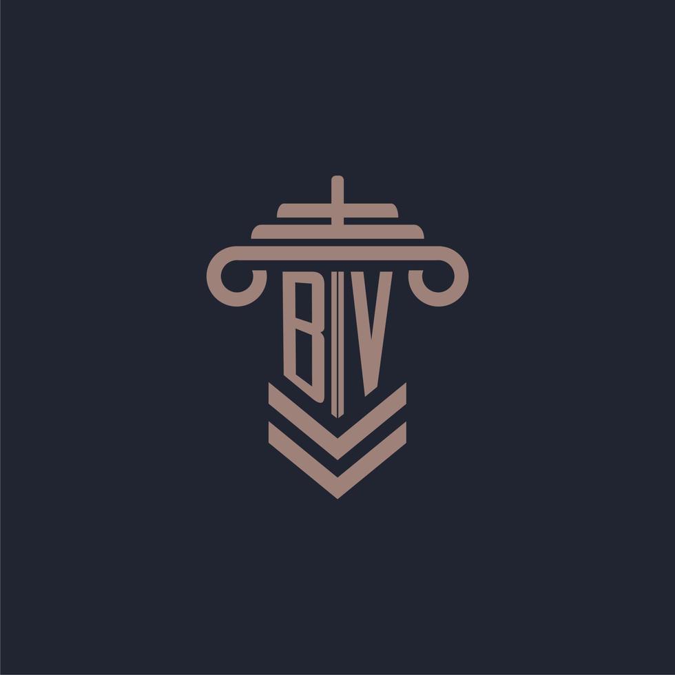 bv logo monogramme initial avec conception de pilier pour image vectorielle de cabinet d'avocats vecteur