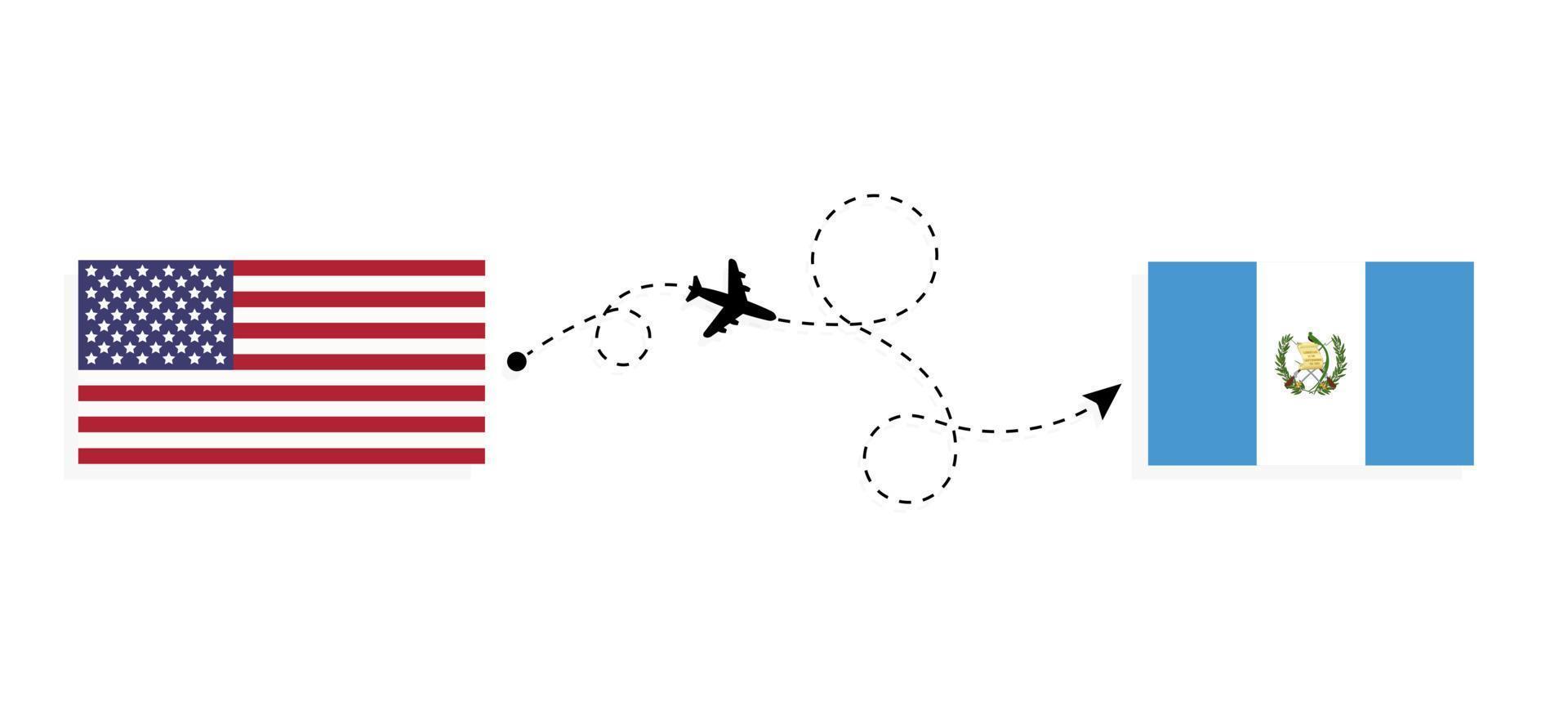 vol et voyage des états-unis au guatemala par concept de voyage en avion de passagers vecteur