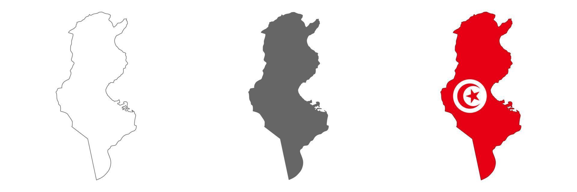 carte tunisienne très détaillée avec bordures isolées sur fond vecteur