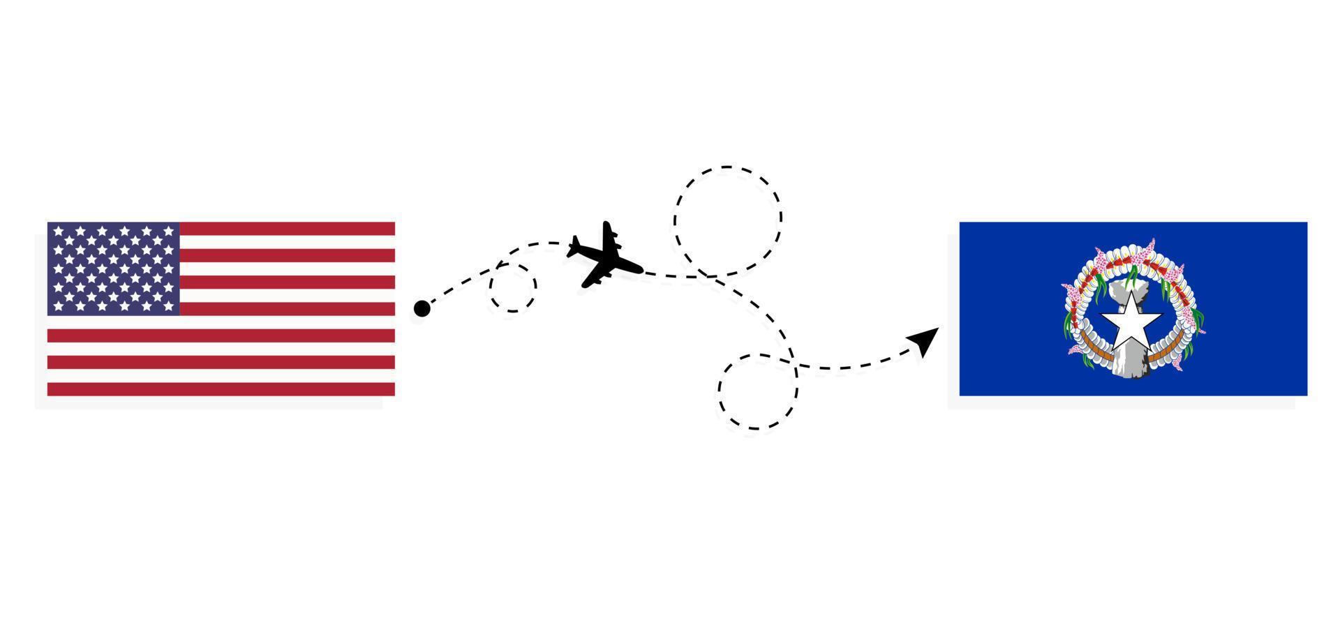 vol et voyage des états-unis aux îles mariannes du nord par concept de voyage en avion de passagers vecteur
