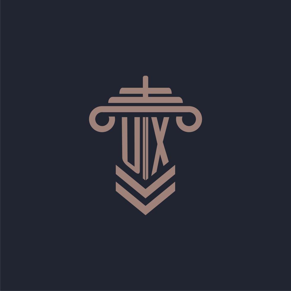 logo monogramme initial ux avec conception de pilier pour image vectorielle de cabinet d'avocats vecteur