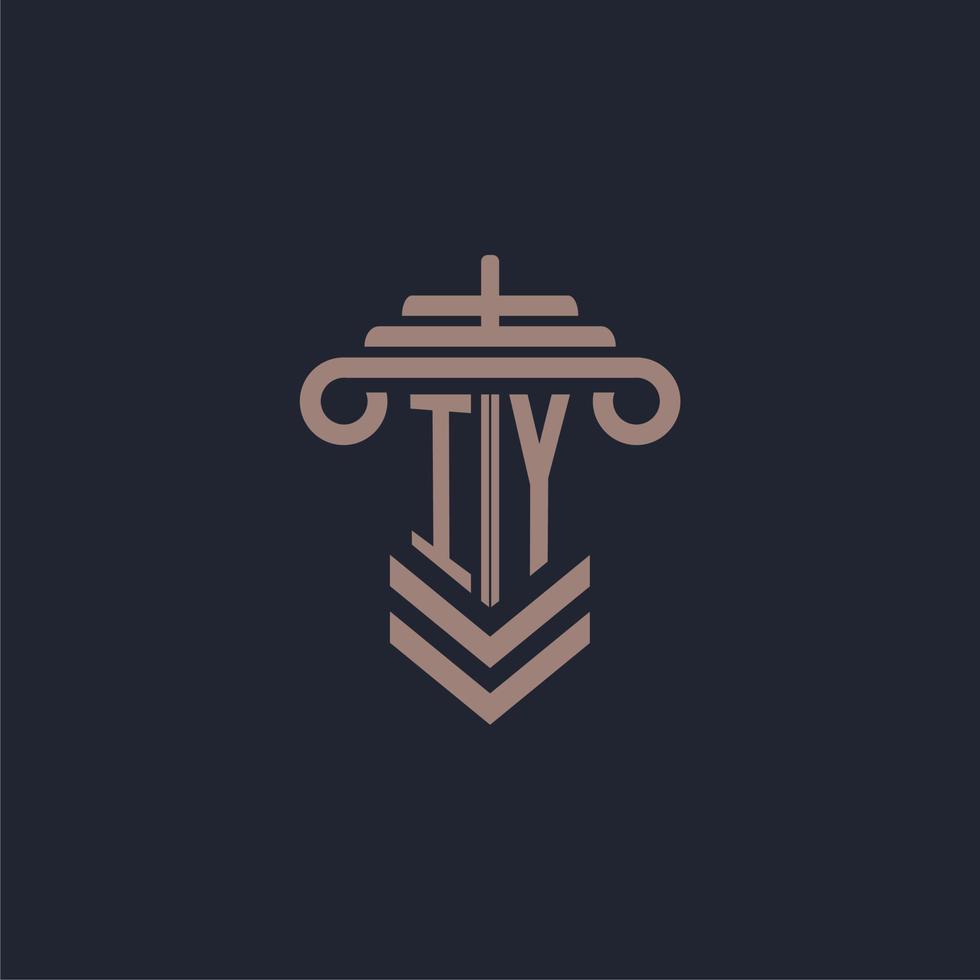 iy logo monogramme initial avec conception de pilier pour image vectorielle de cabinet d'avocats vecteur