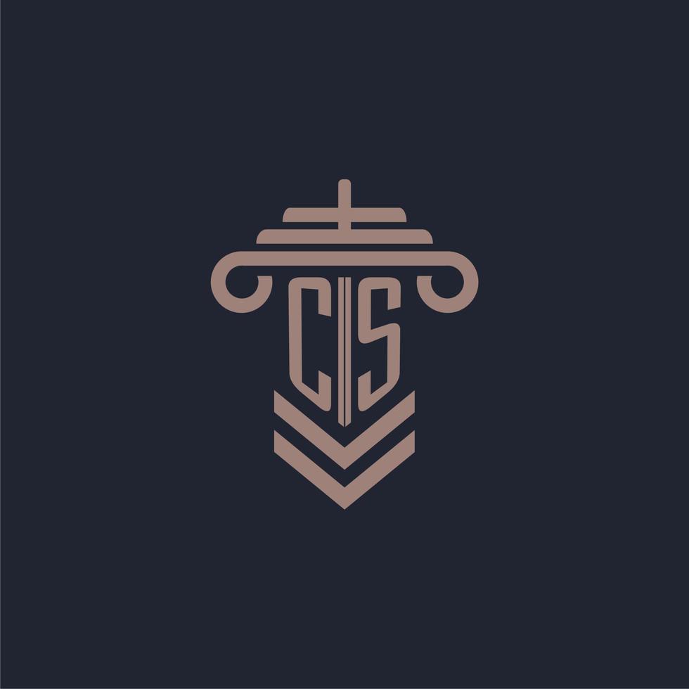 logo monogramme initial cs avec conception de pilier pour image vectorielle de cabinet d'avocats vecteur