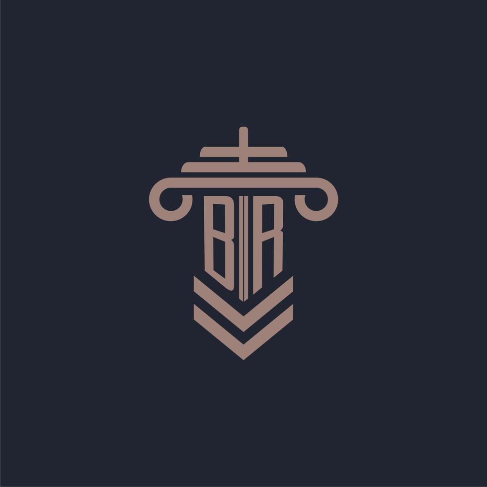 logo monogramme initial br avec conception de pilier pour image vectorielle de cabinet d'avocats vecteur