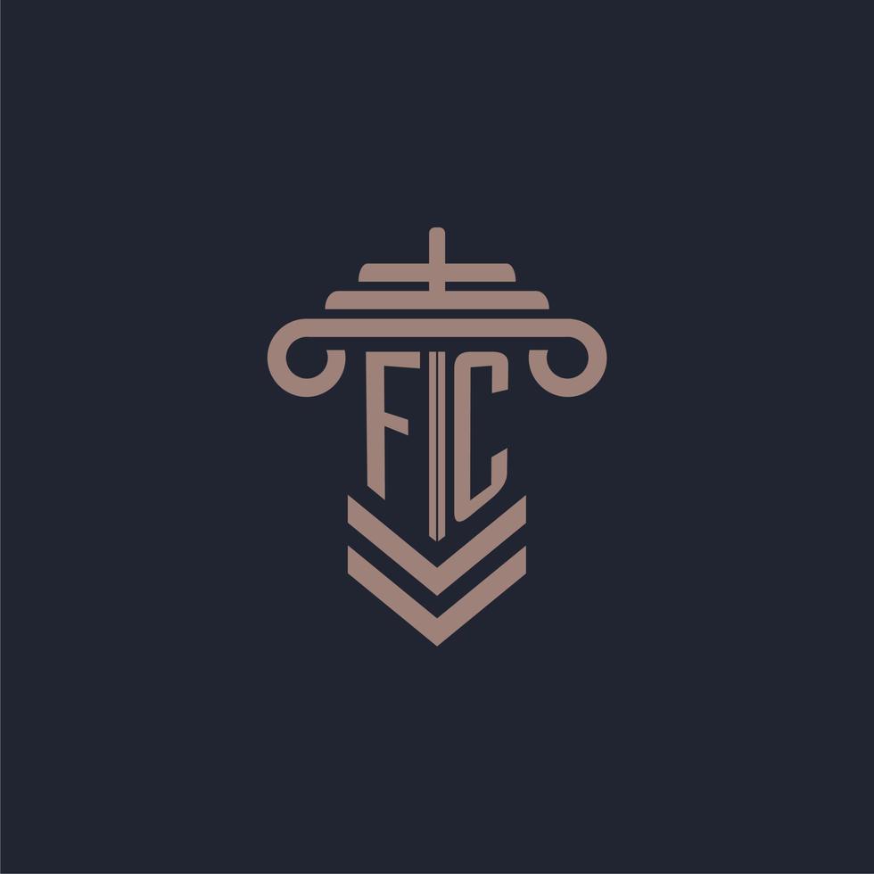 logo monogramme initial fc avec conception de pilier pour image vectorielle de cabinet d'avocats vecteur