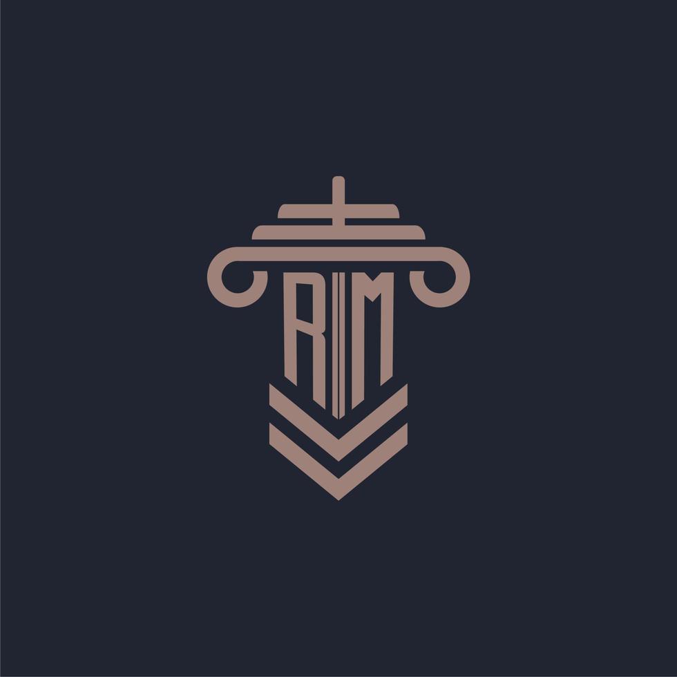 logo monogramme initial rm avec conception de pilier pour image vectorielle de cabinet d'avocats vecteur