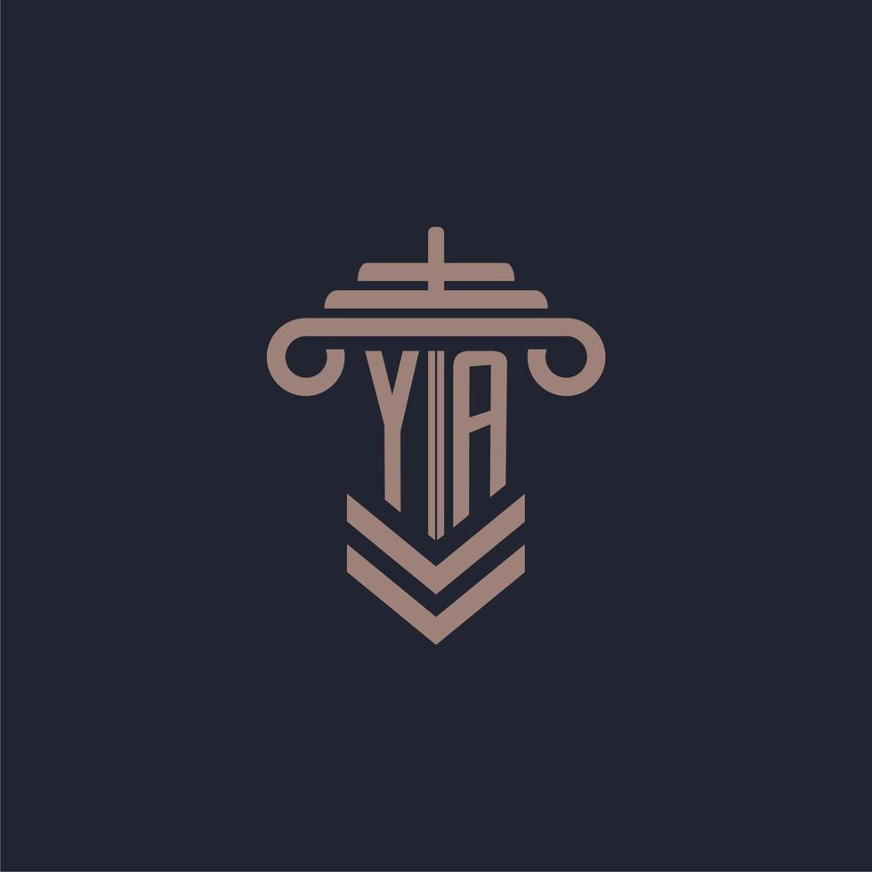 ya logo monogramme initial avec conception de pilier pour image vectorielle de cabinet d'avocats vecteur