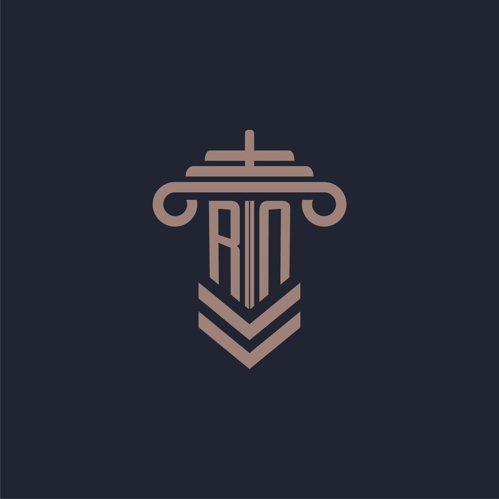 logo monogramme initial rn avec conception de pilier pour image vectorielle de cabinet d'avocats vecteur