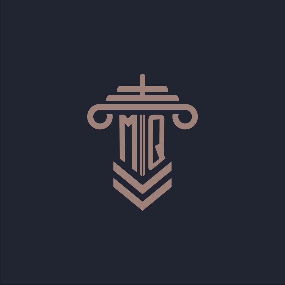logo monogramme initial mq avec conception de pilier pour image vectorielle de cabinet d'avocats vecteur