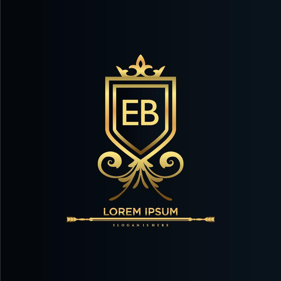 lettre eb initiale avec modèle royal.élégant avec vecteur de logo de couronne, illustration vectorielle de lettrage créatif logo.