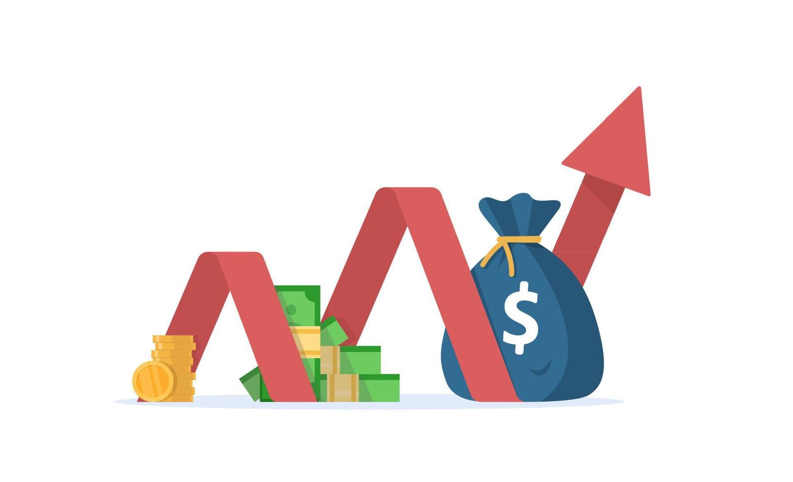 investissement dans la croissance des revenus, performance financière, rapport statistique, augmentation de la productivité des entreprises vecteur