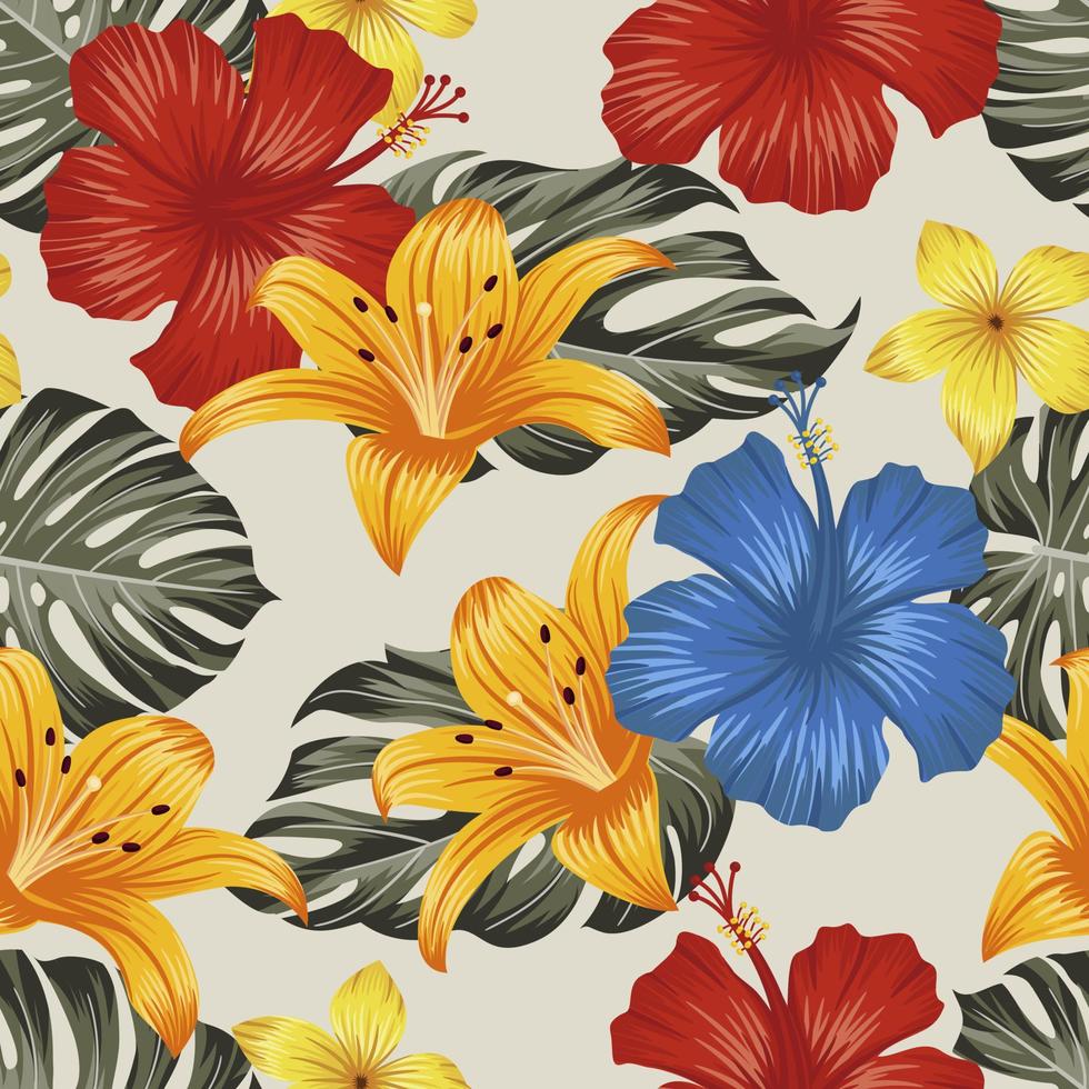 motif floral sans couture avec des feuilles. fond tropical vecteur