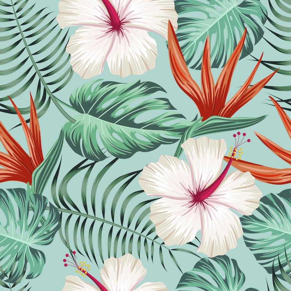 motif floral sans couture avec des feuilles. fond tropical vecteur