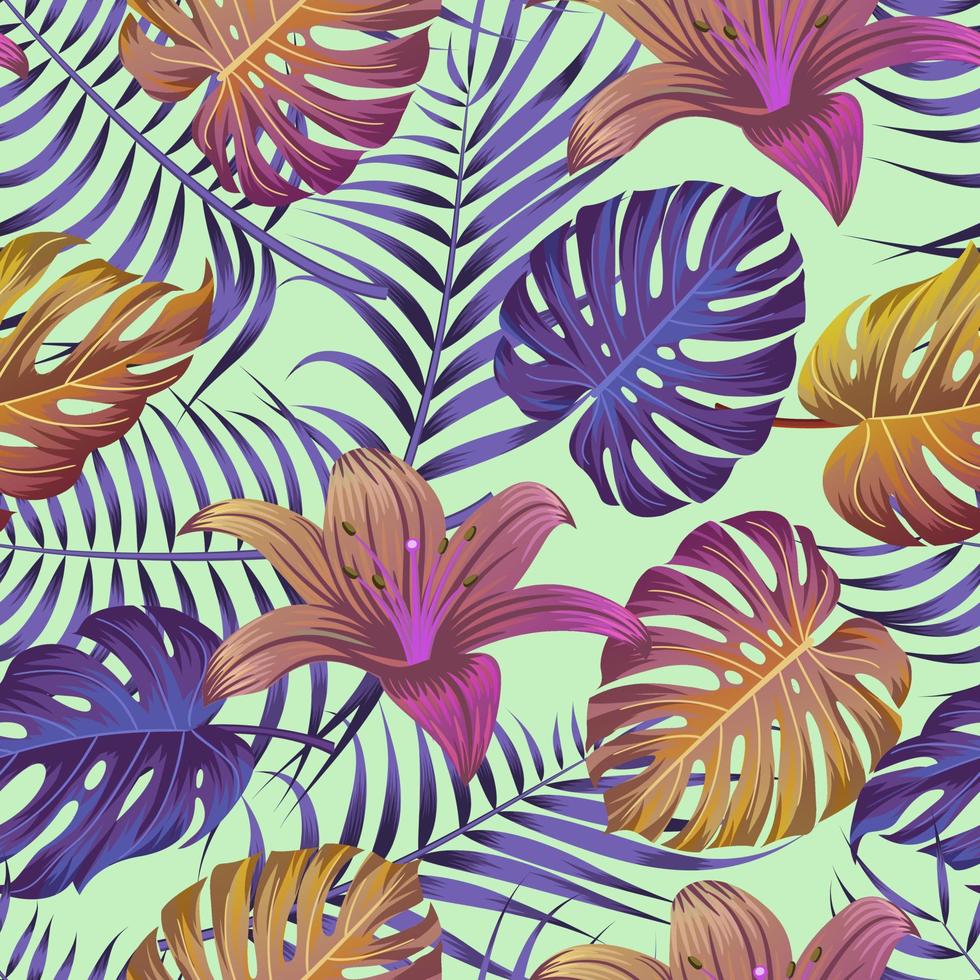 motif floral sans couture avec des feuilles. fond tropical vecteur