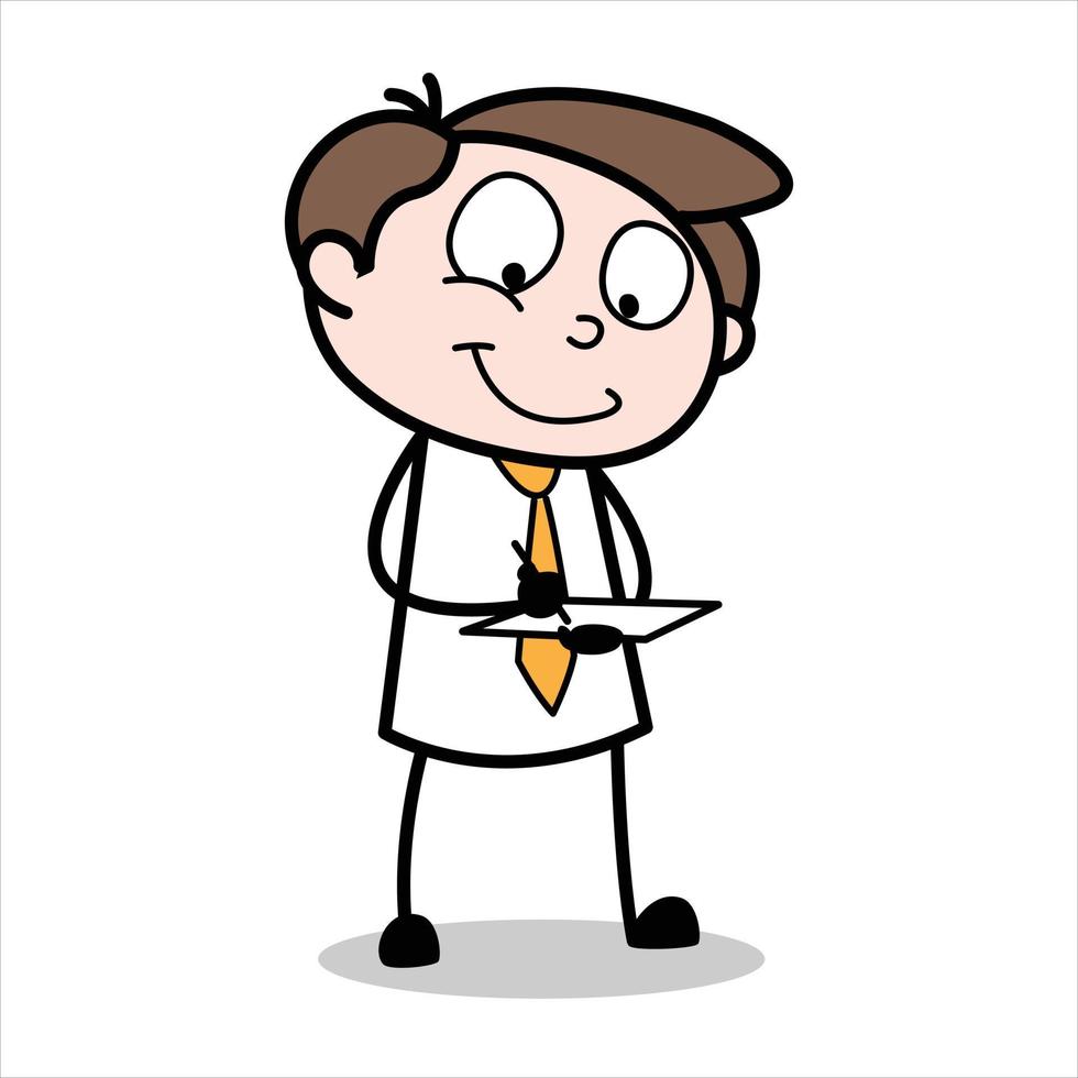 atout du personnage de dessin animé de jeune homme d'affaires prenant un employé absent vecteur
