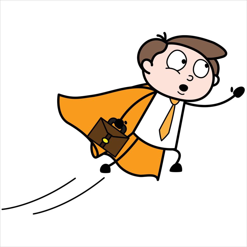 atout du personnage de dessin animé de jeune homme d'affaires qui va travailler en volant comme superman vecteur