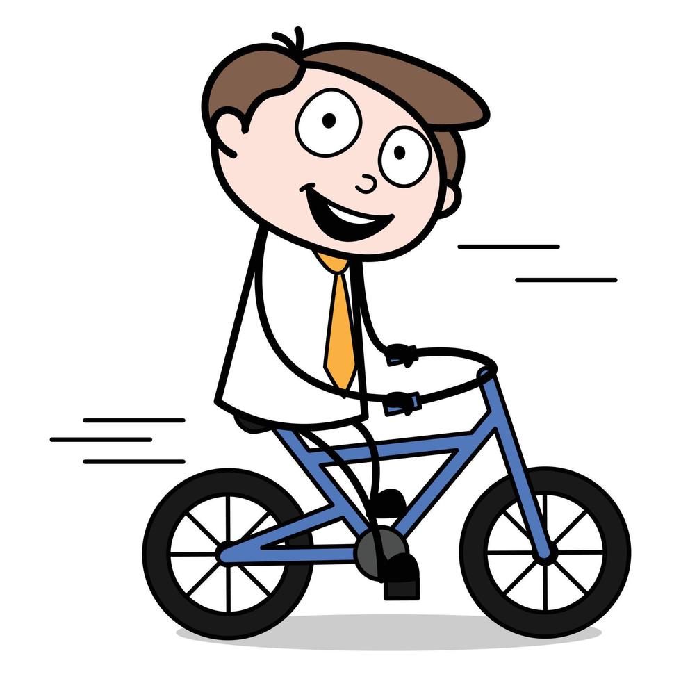 atout d'un personnage de dessin animé de jeune homme d'affaires à vélo vecteur