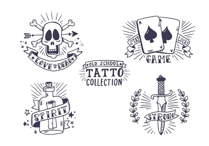 Collection gratuite de tatouage Old School vecteur