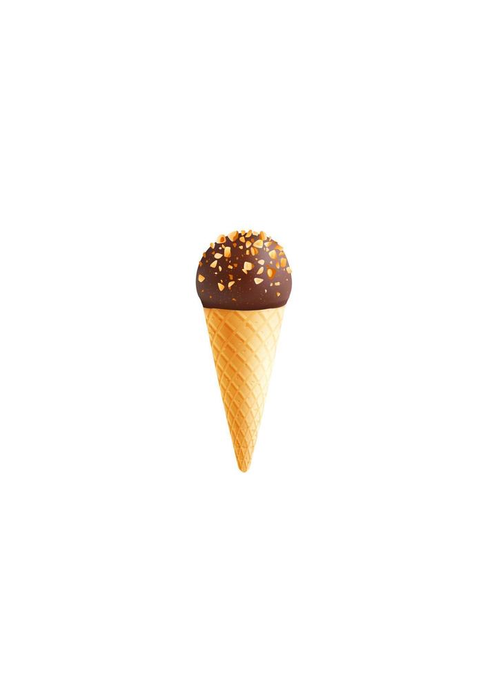 cornet de crème glacée au chocolat illustration 3d isolée vecteur