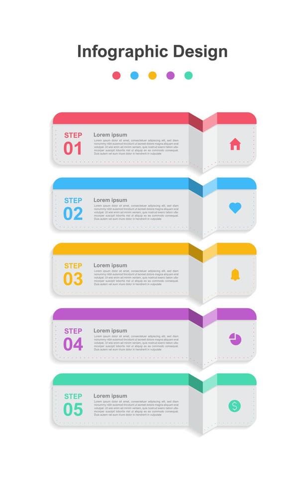 modèle d'infographie d'entreprise abstrait coloré en cinq étapes vecteur