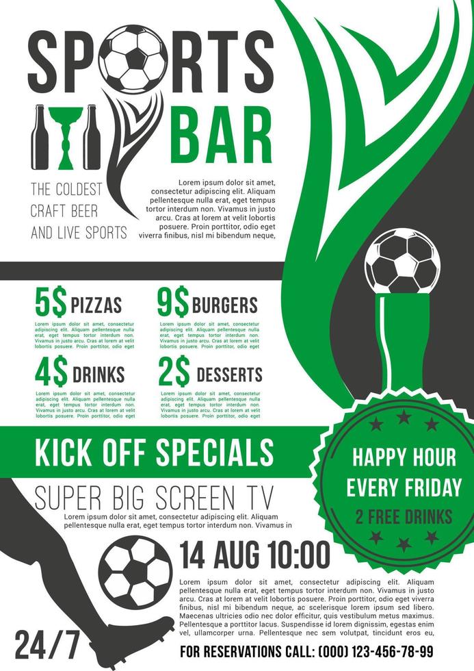 affiche de vecteur pour bar de football ou pub de football