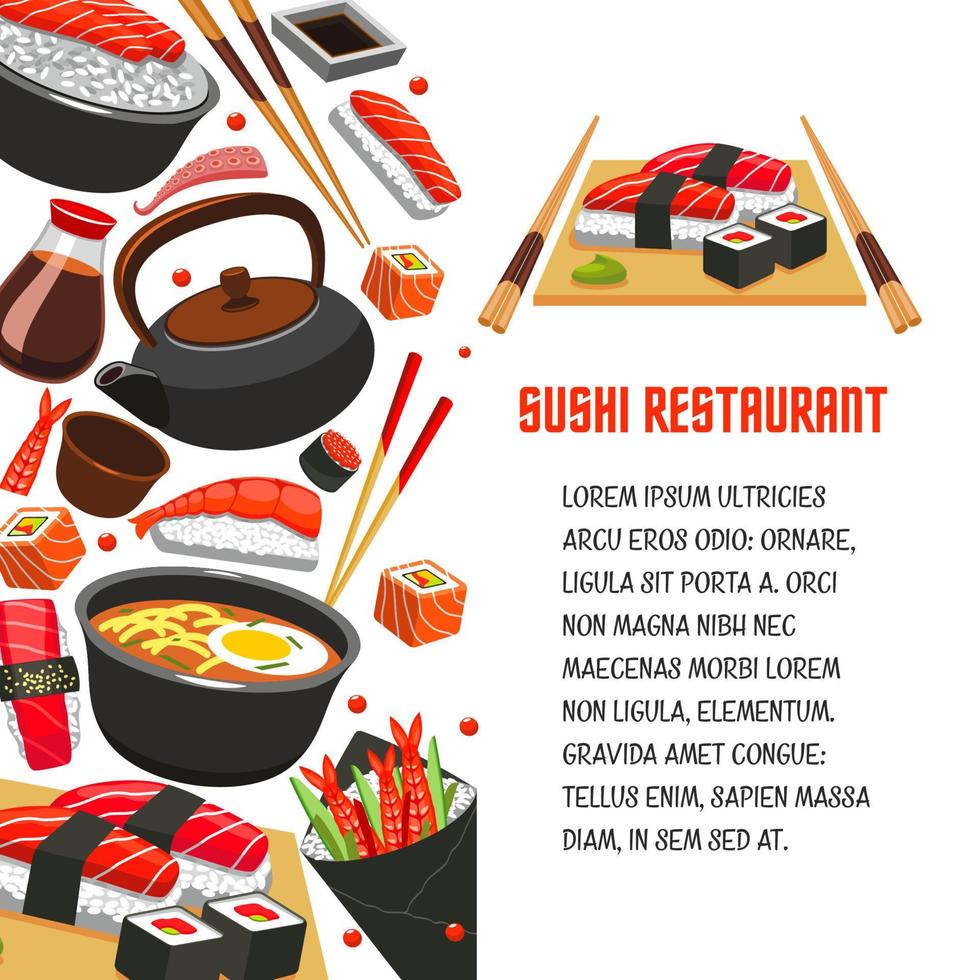 affiche de restaurant de sushi pour la conception de cuisine japonaise vecteur