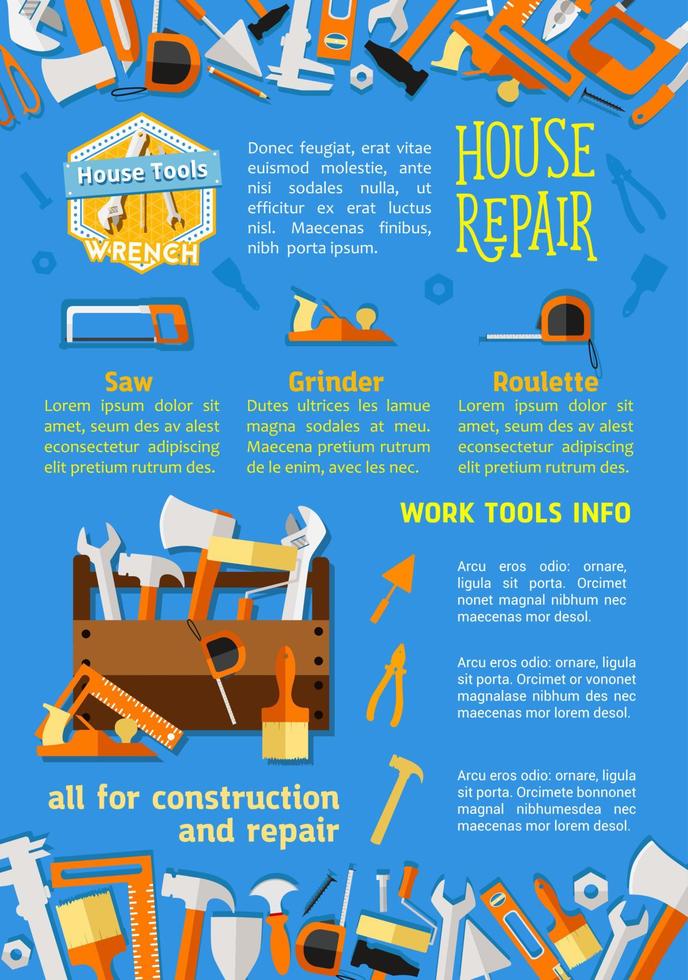 affiche de vecteur d'outils de travail de réparation de maison