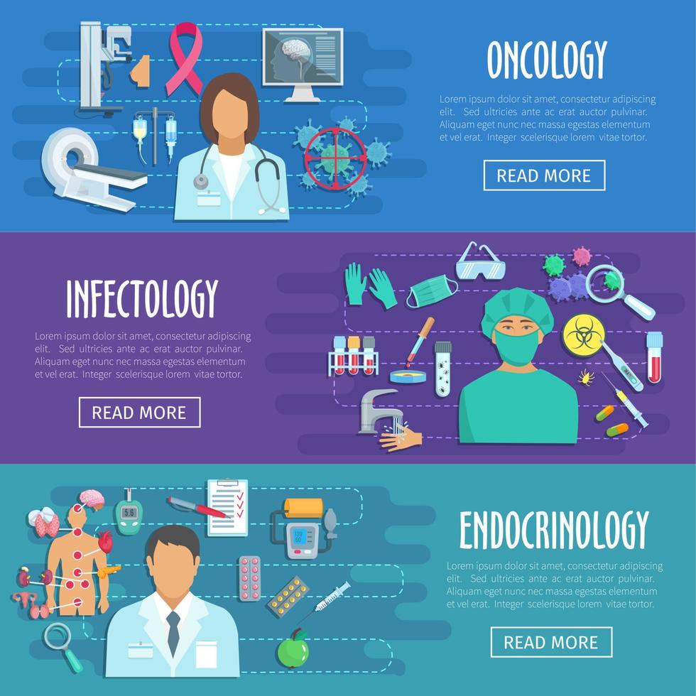 bannière médicale ensemble de médecin avec des icônes de soins de santé vecteur