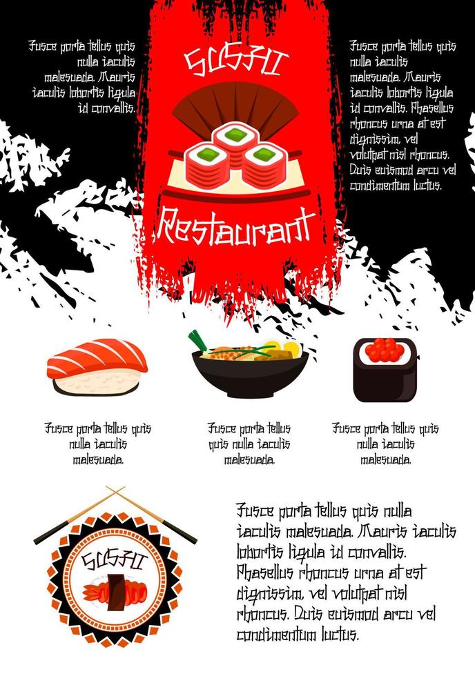 affiche de vecteur de menu sushi restaurant japonais