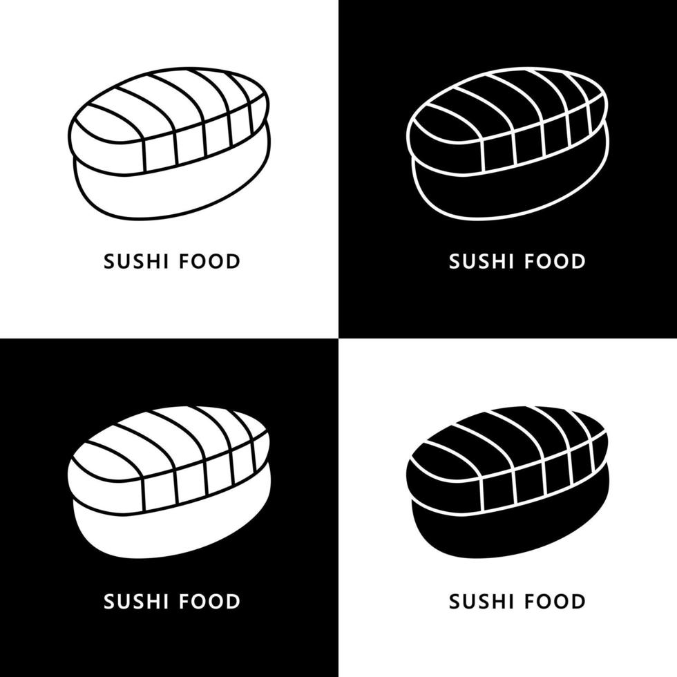 logo de nourriture de sushi. illustration de nourriture et de boisson. symbole d'icône de cuisine japonaise de pilon de poulet vecteur
