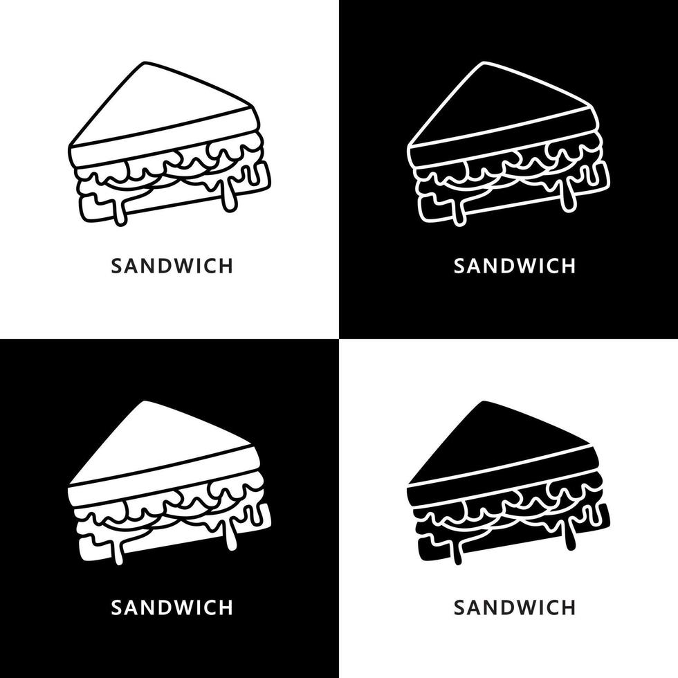 logo du petit-déjeuner sandwich. illustration de nourriture et de boisson. symbole d'icône de repas fait maison vecteur