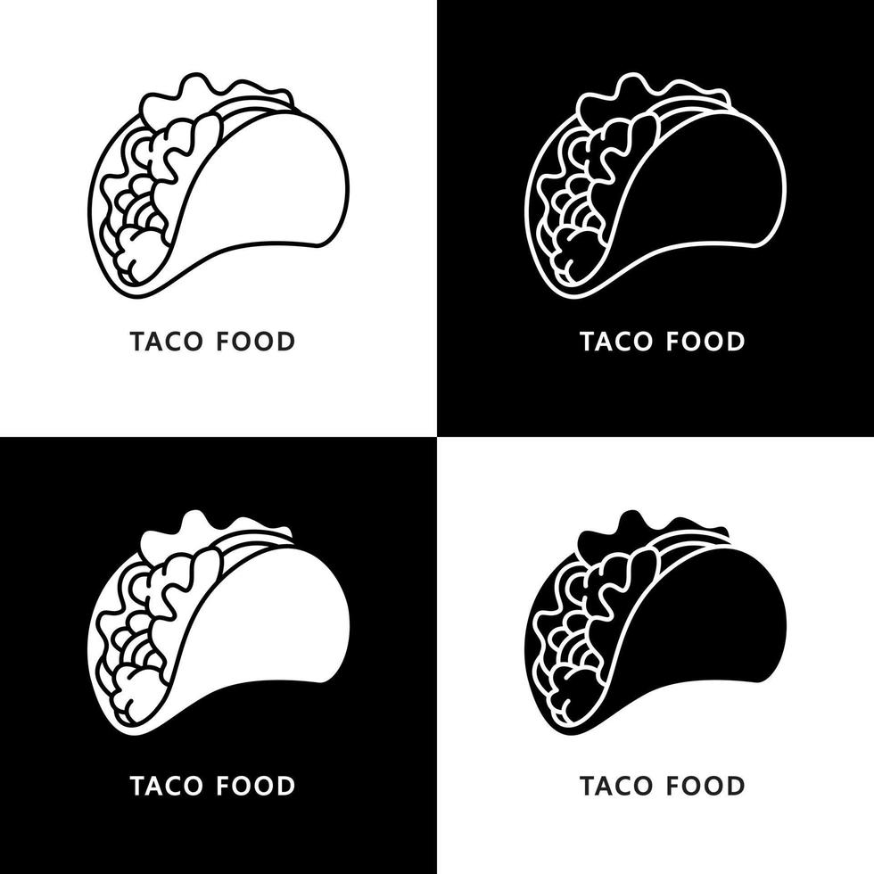 logo alimentaire tacos. illustration de nourriture et de boisson. symbole d'icône de cuisine mexicaine vecteur