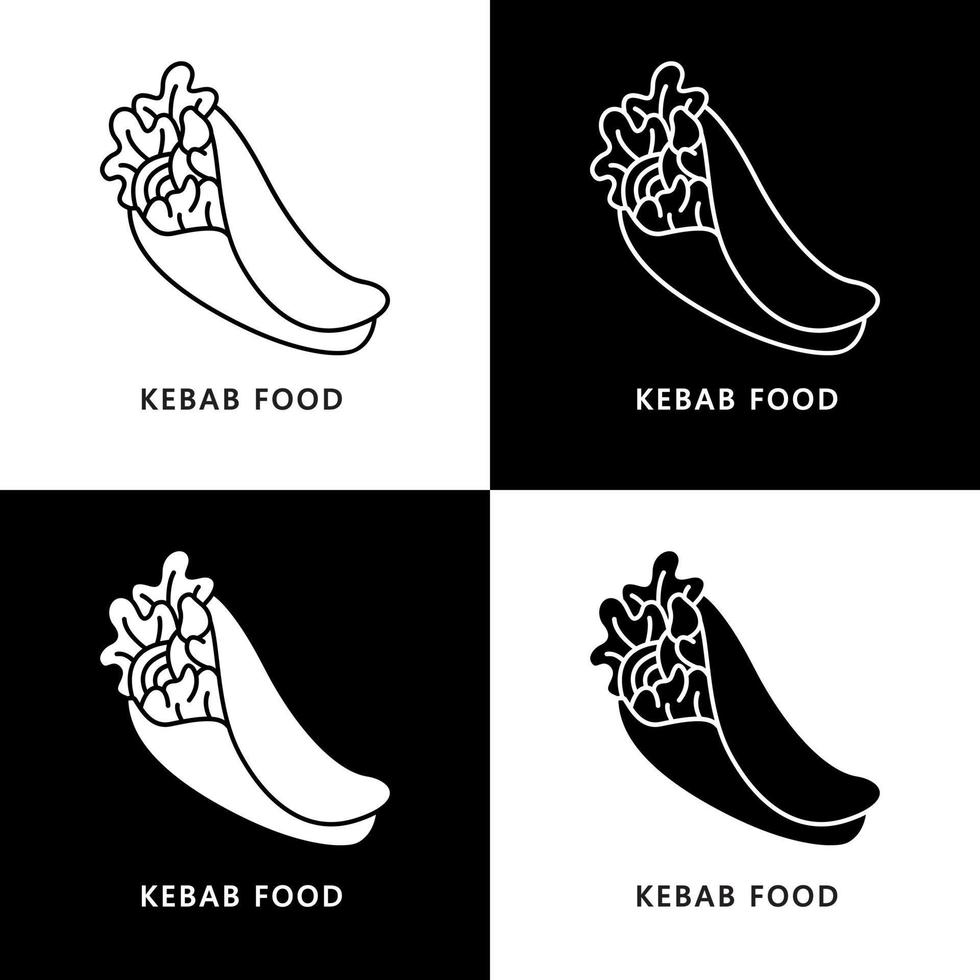 logo de nourriture de kebab. illustration de nourriture et de boisson. symbole d'icône de restauration rapide vecteur