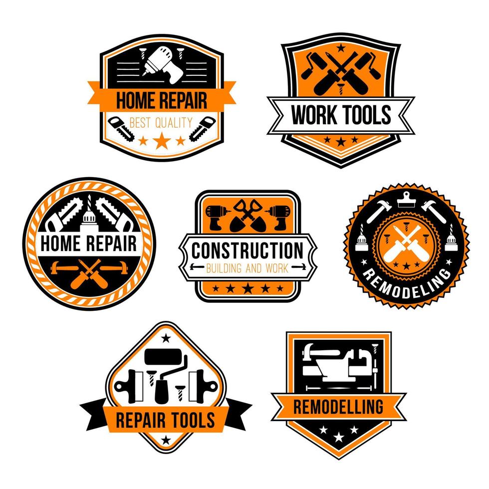 outils de travail vectoriels pour l'ensemble d'icônes de réparation à domicile vecteur