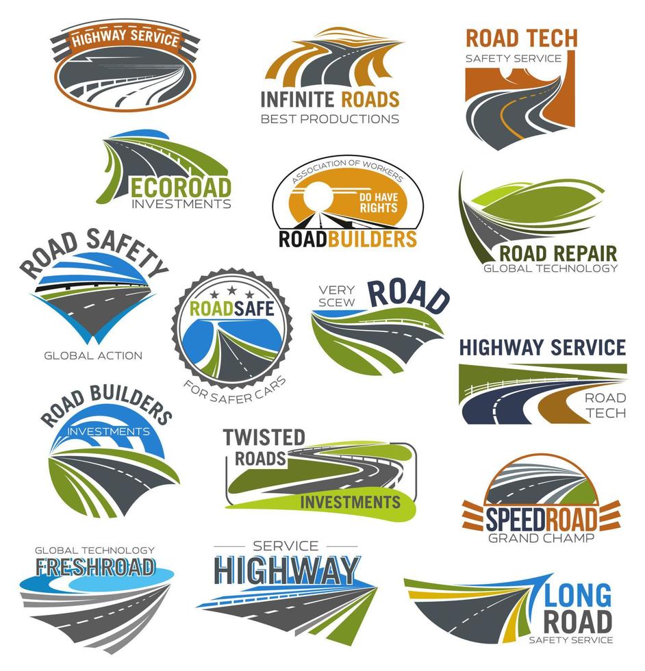 ensemble de symboles isolés de route, d'autoroute et d'autoroute vecteur
