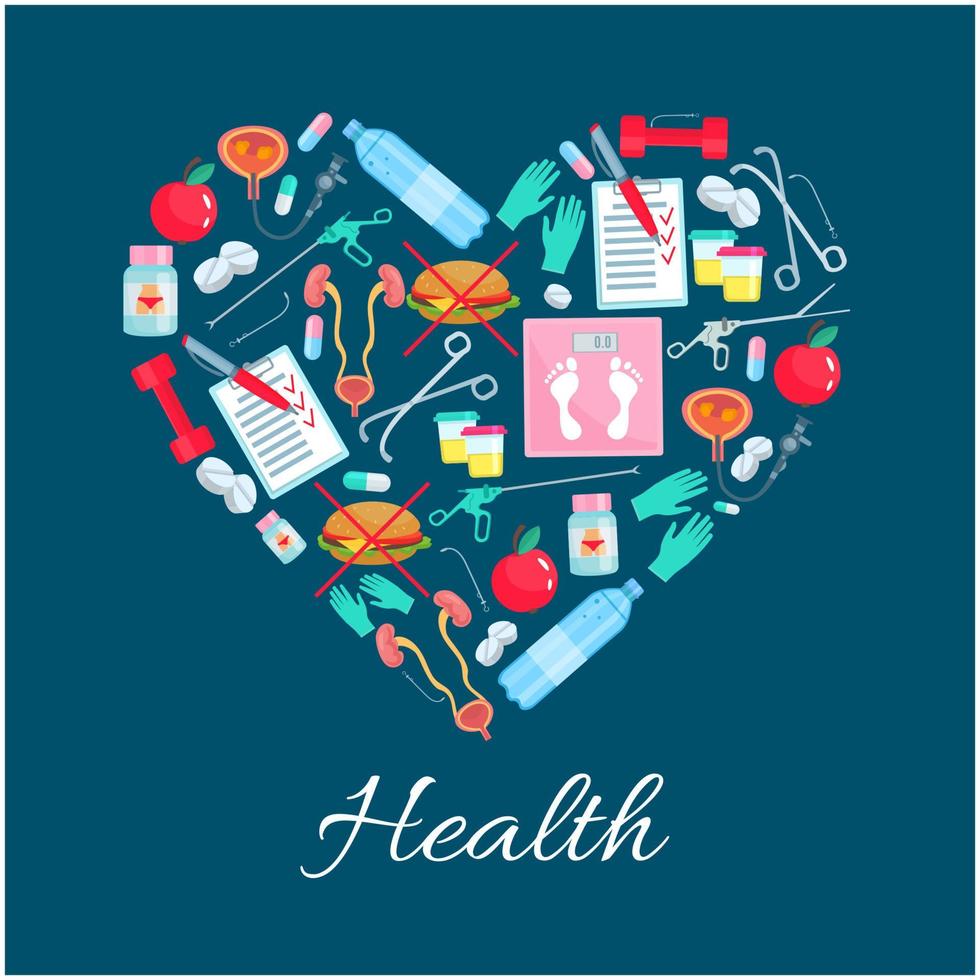affiche de coeur de médicaments de santé diététique de vecteur
