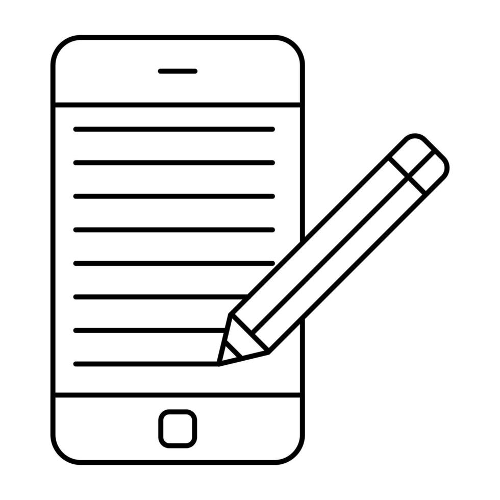 icône de conception créative d'écriture d'article mobile vecteur