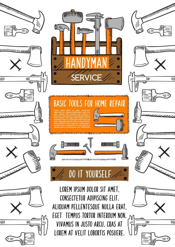 bannière d'outil de réparation à domicile avec boîte à outils vecteur