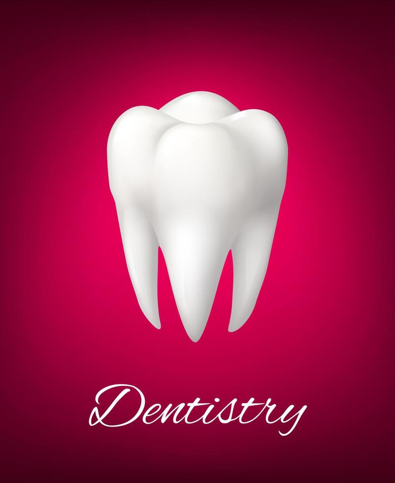 vecteur 3d dent blanche pour affiche de dentisterie