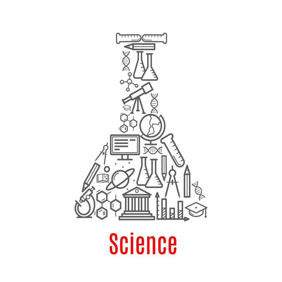 flacon chimique avec science, icône vectorielle de l'éducation vecteur