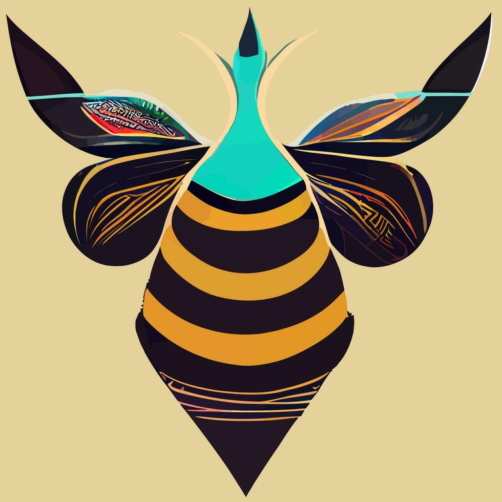 illustration graphique vectoriel de piqûre d'abeille éléments de conception décoratifs élégants dessinés à la main tribal pour impressions affiches stickers muraux en vinyle, image vectorielle