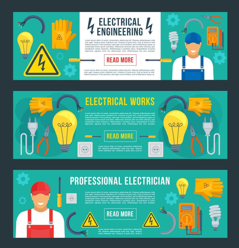 bannières vectorielles pour l'électrotechnique vecteur