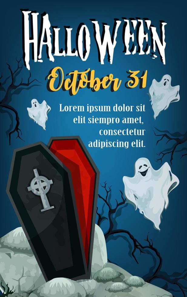 halloween vacances astuce traiter affiche de fête d'horreur vecteur