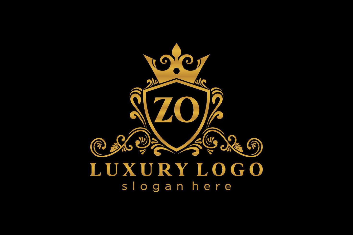modèle initial de logo de luxe royal de lettre zo dans l'art vectoriel pour le restaurant, la royauté, la boutique, le café, l'hôtel, l'héraldique, les bijoux, la mode et d'autres illustrations vectorielles.