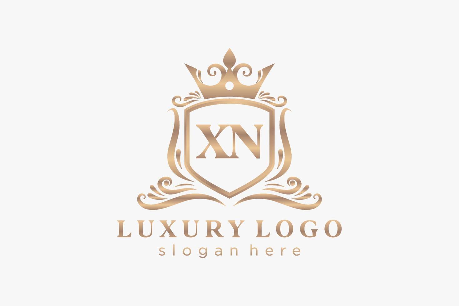 modèle initial de logo de luxe royal de lettre xn dans l'art vectoriel pour le restaurant, la royauté, la boutique, le café, l'hôtel, l'héraldique, les bijoux, la mode et d'autres illustrations vectorielles.