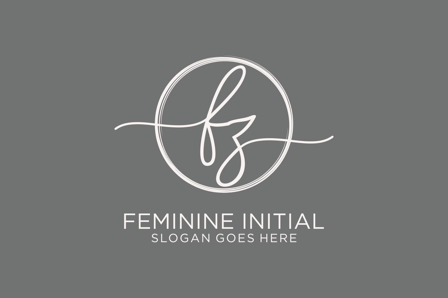 logo d'écriture initiale fz avec logo vectoriel de modèle de cercle de signature initiale, mariage, mode, floral et botanique avec modèle créatif.