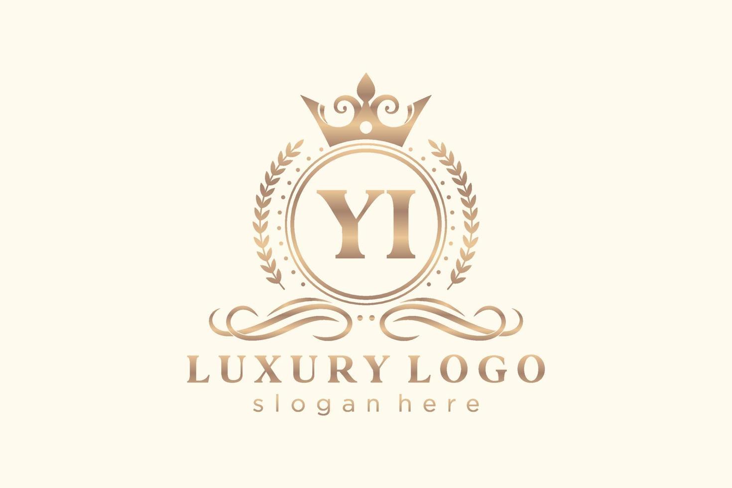 modèle initial de logo de luxe royal de lettre yi dans l'art vectoriel pour le restaurant, la royauté, la boutique, le café, l'hôtel, l'héraldique, les bijoux, la mode et d'autres illustrations vectorielles.