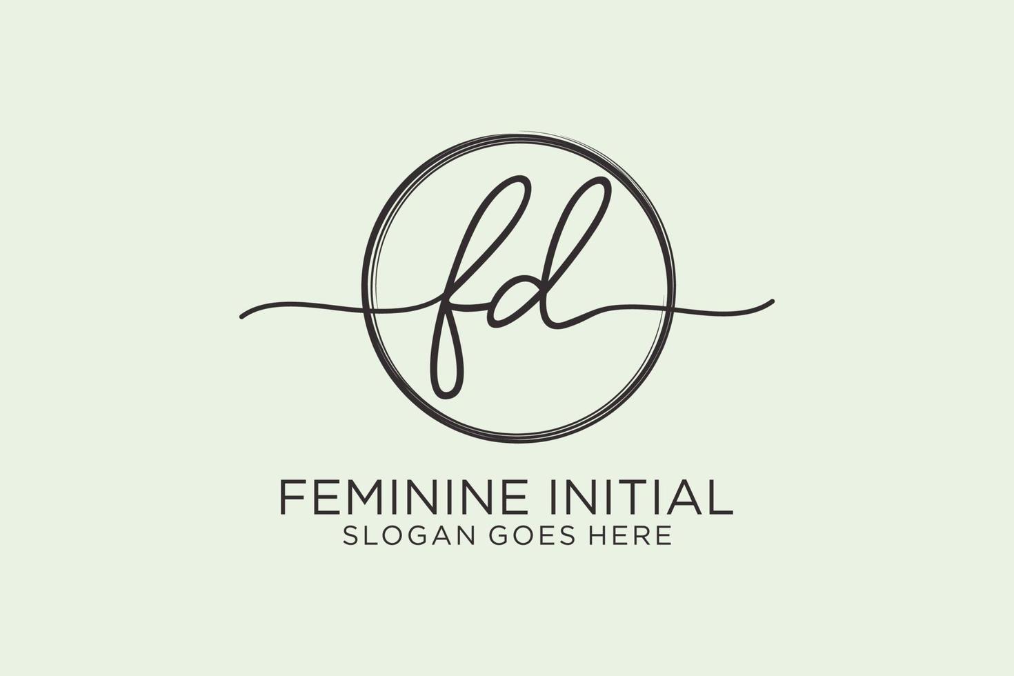 logo d'écriture initiale fd avec logo vectoriel de modèle de cercle de signature initiale, mariage, mode, floral et botanique avec modèle créatif.